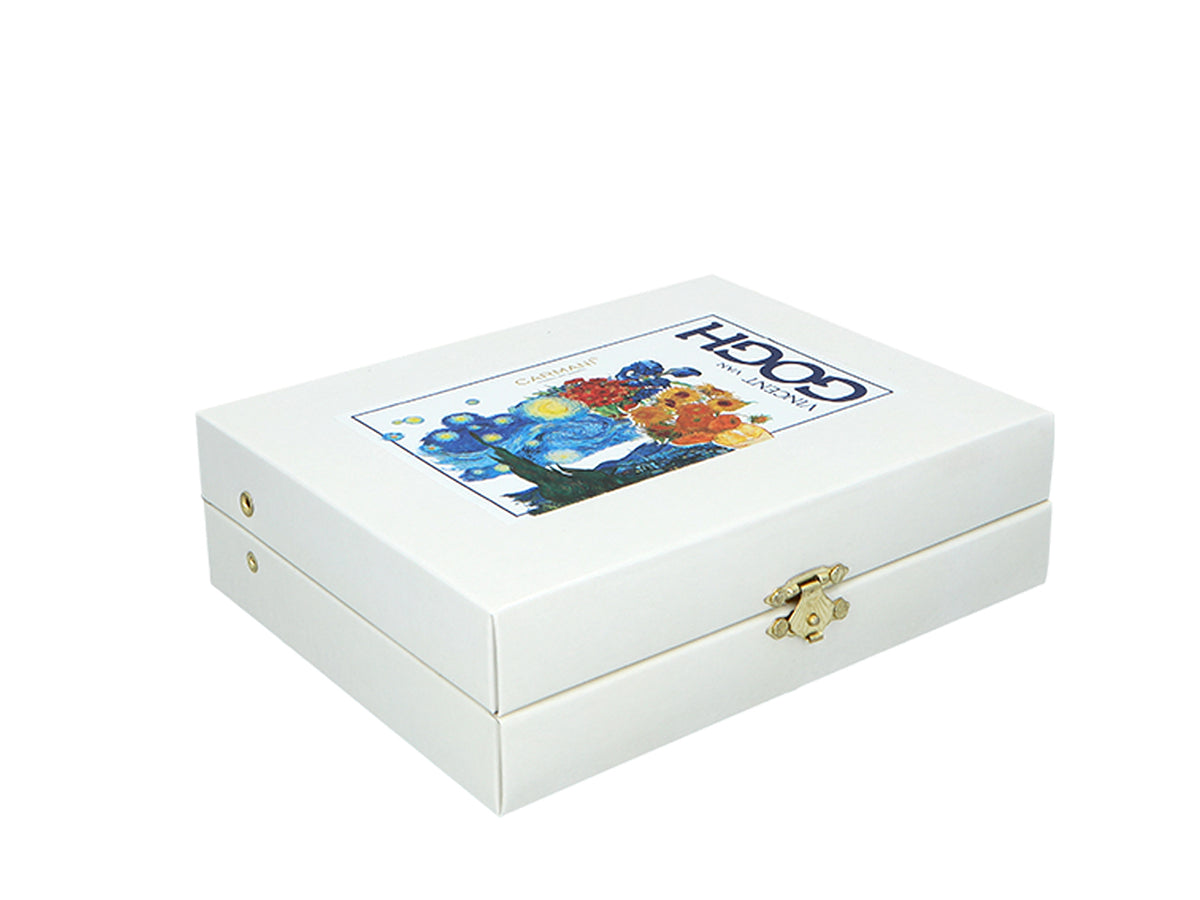 Zestaw 6 łyżeczek powlekanych 24K złotem z 1 łyżeczką do cukru - V. van Gogh, mix, możliwość personalizacji grawerem, eleganckie opakowanie na prezent, wymiary 13 cm