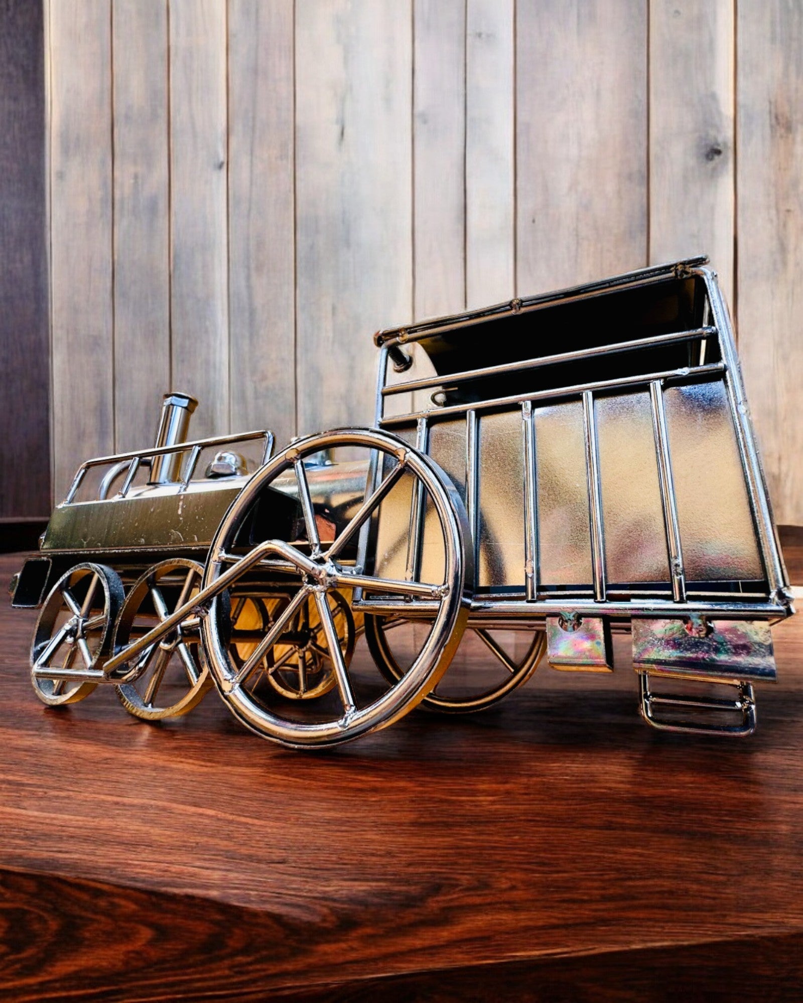 Lokomotywa z żelaza „Retro Express” – dekoracja, model, ręcznie wykonana z możliwością grawerowania na prezent