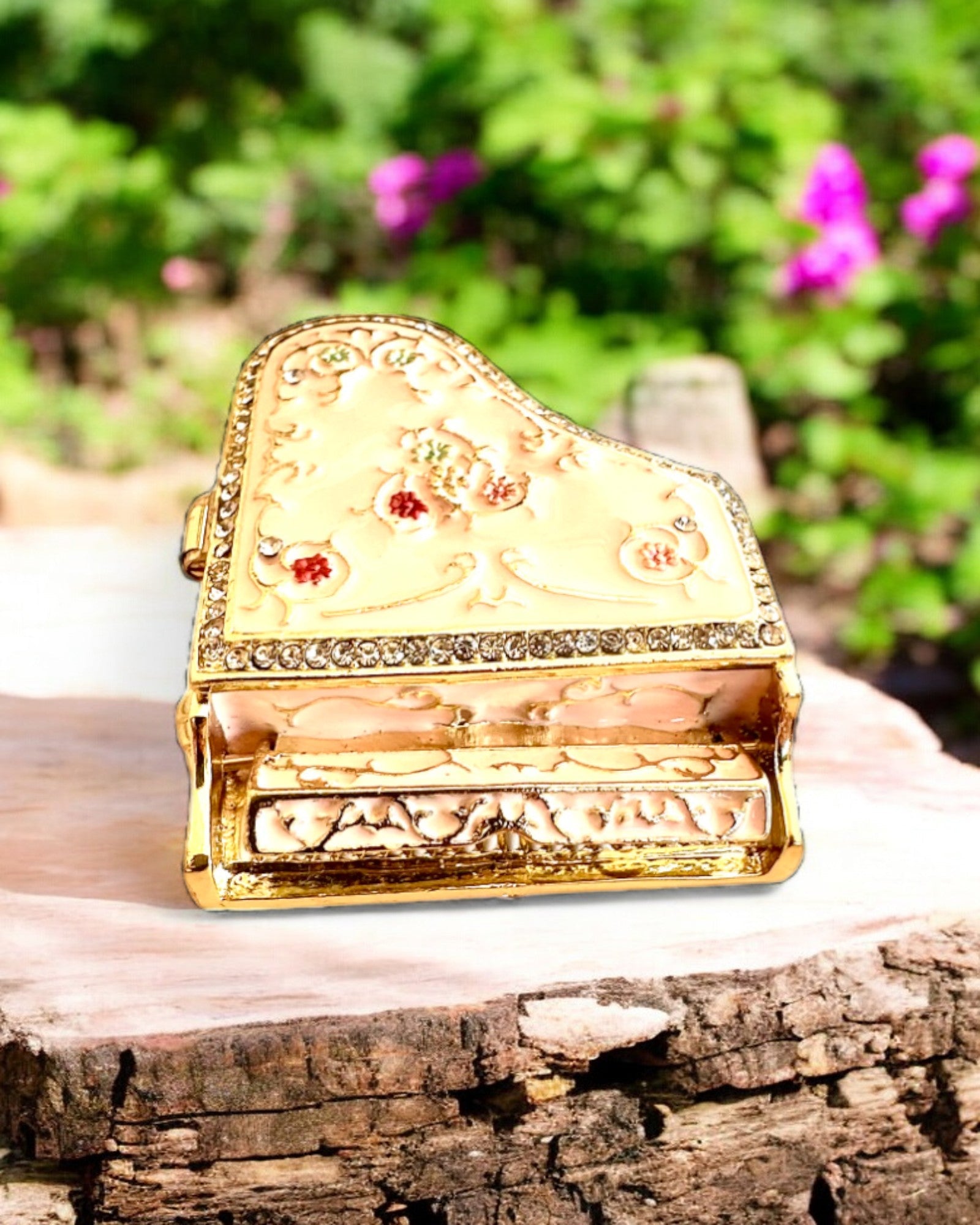 Elegantná šperkovnica "Mini klavír - ruže klasiky" - s možnosťou gravírovania ako darček