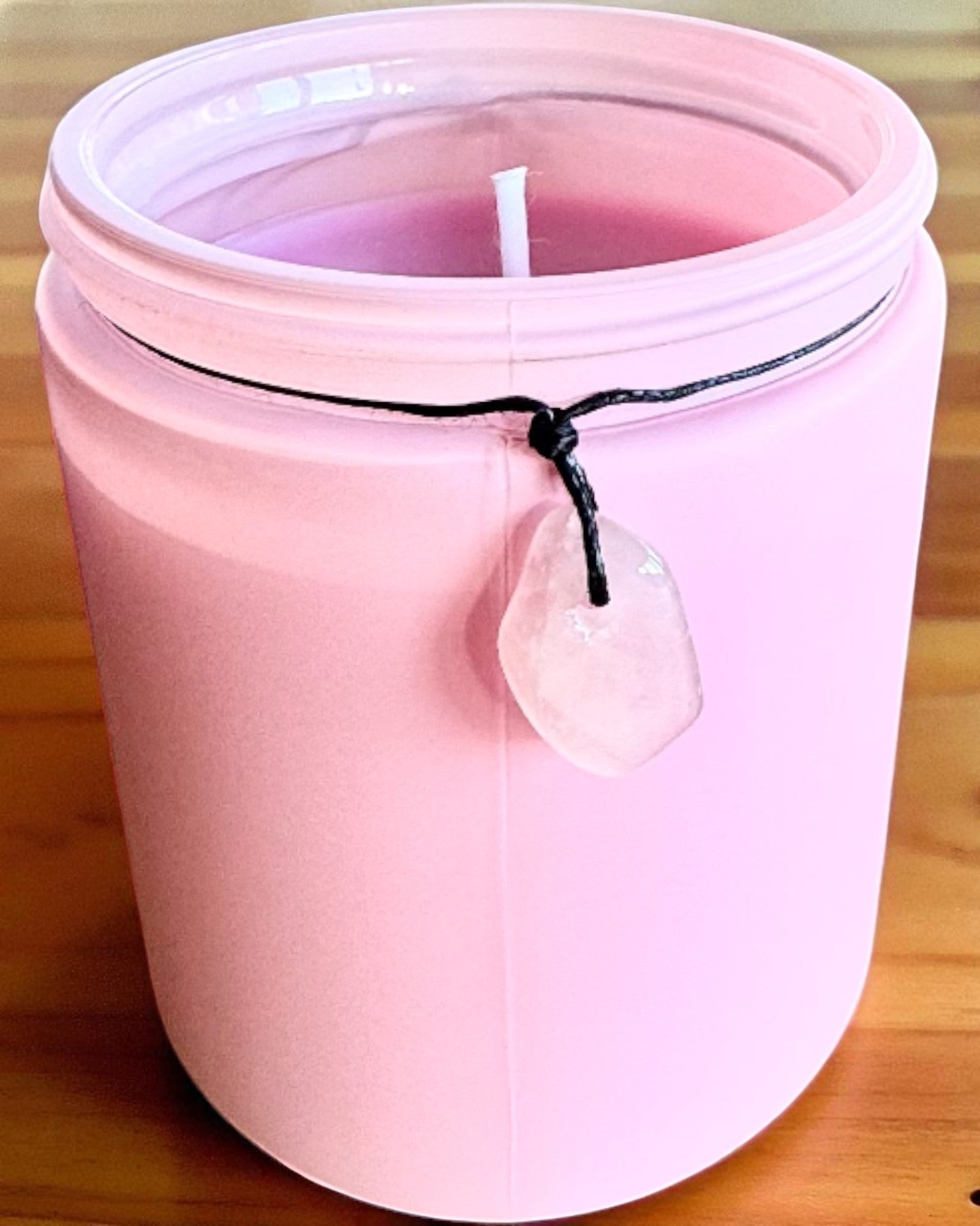 Intenčná sójová sviečka Ružový kremeň – láska, harmónia a pokoj srdca, 250 ml, možnosť personalizácie ako darček