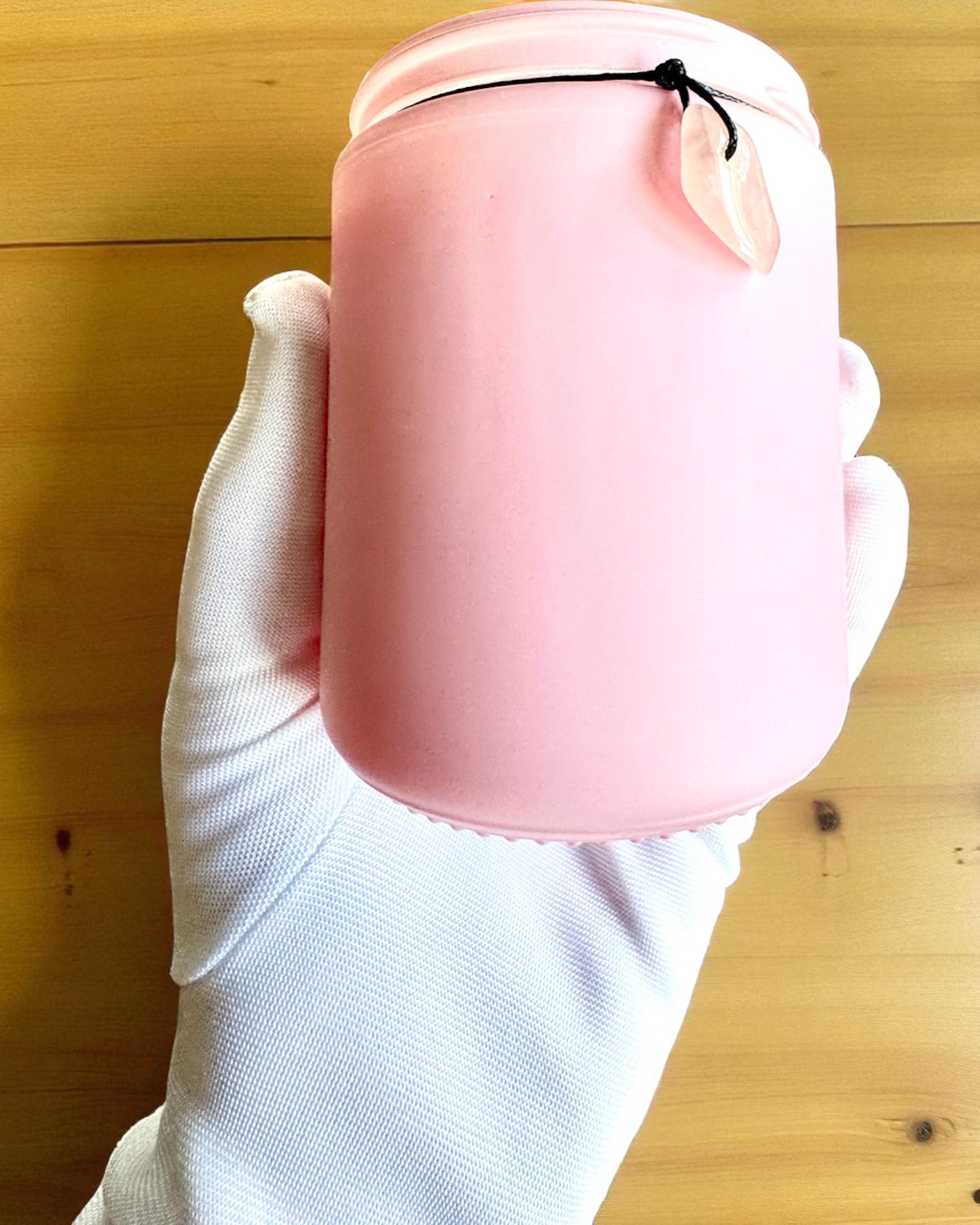 Intenčná sójová sviečka Ružový kremeň – láska, harmónia a pokoj srdca, 250 ml, možnosť personalizácie ako darček