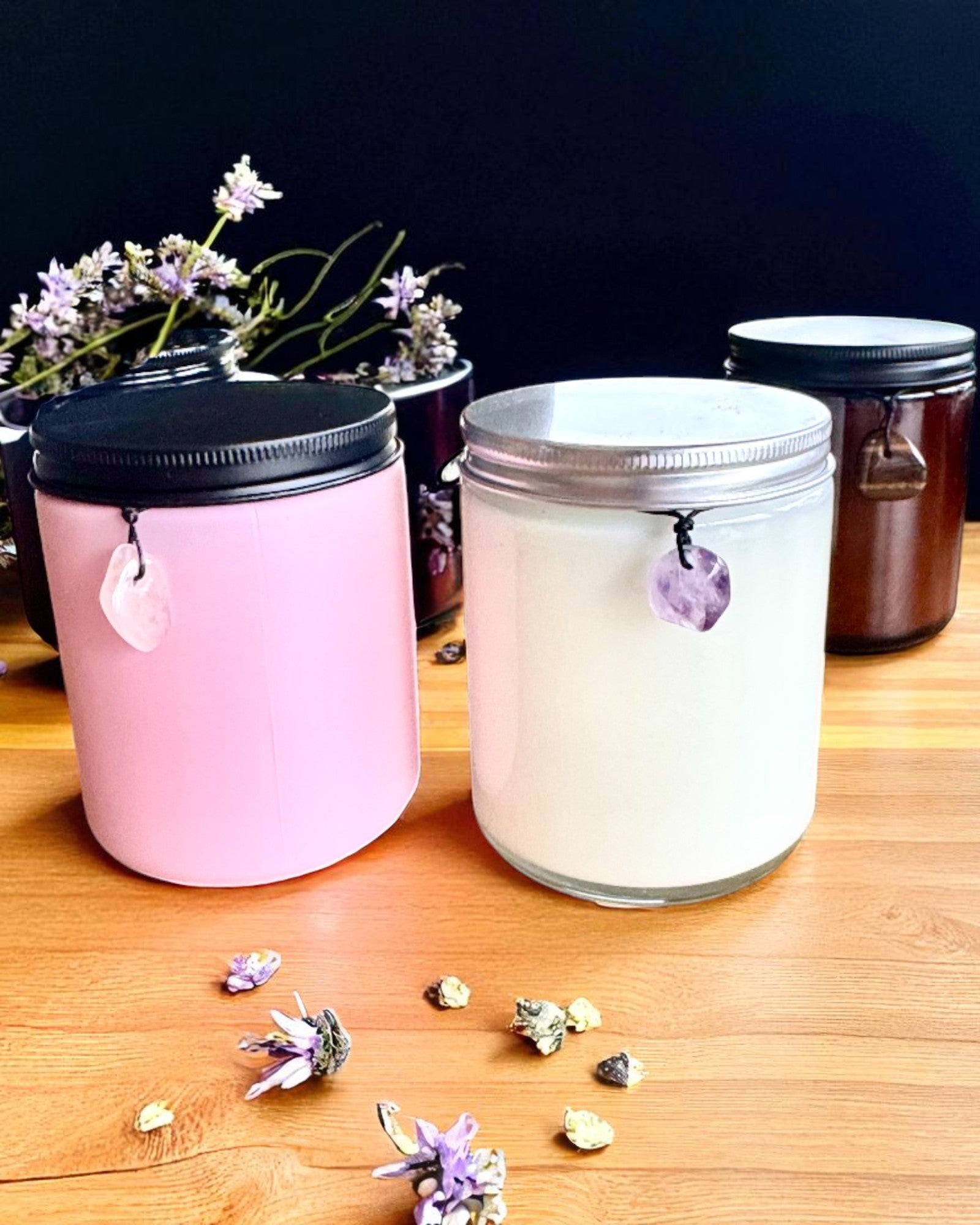 Intenčná sójová sviečka Ružový kremeň – láska, harmónia a pokoj srdca, 250 ml, možnosť personalizácie ako darček