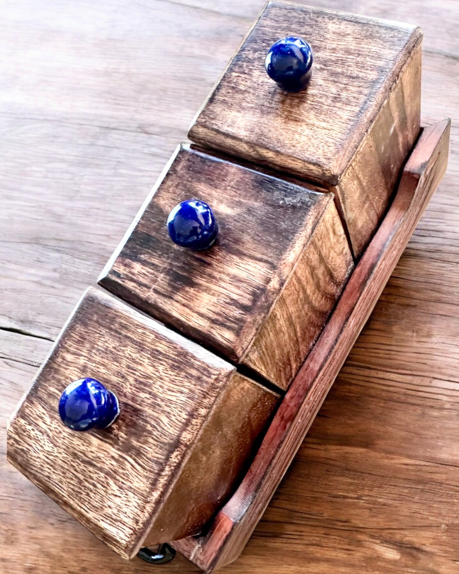 Sada Royal Trio – Čaj, Káva, Cukor z dreva Shisham, ručne vyrobená, s možnosťou gravírovania na darček