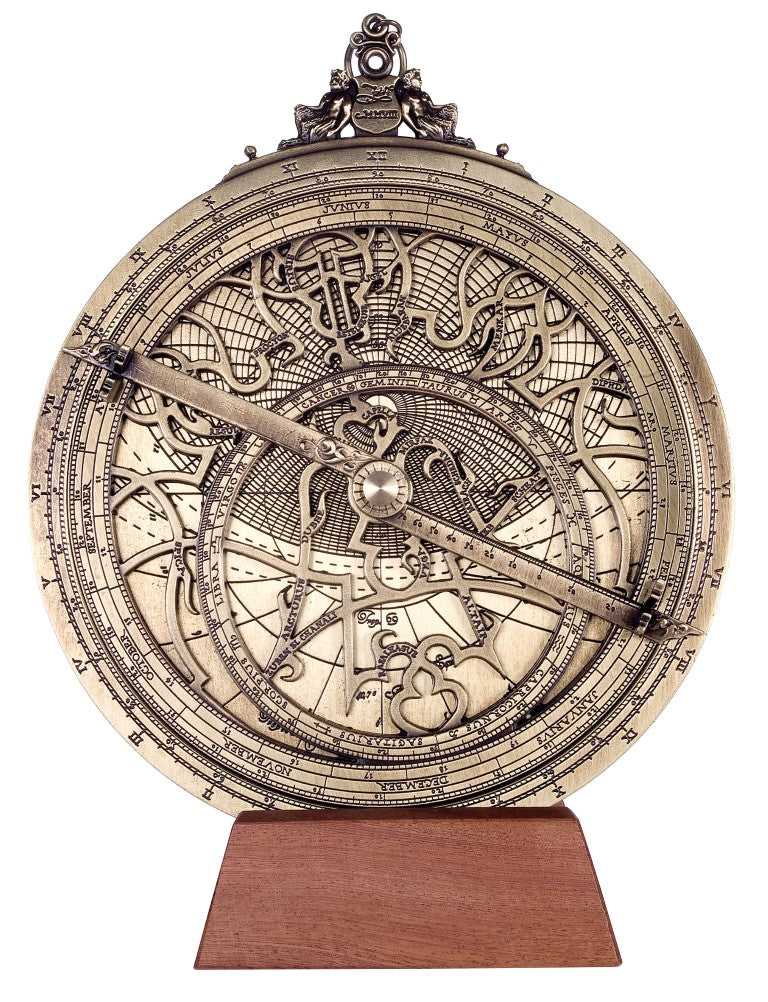 Mosadzné astrolábium Rojas H34 s možnosťou personalizácie gravírovaním – priemer 20 cm, elegantný darček na každú príležitosť, ručne vyrobené navigačné a astronomické zariadenie v renesančnom štýle
