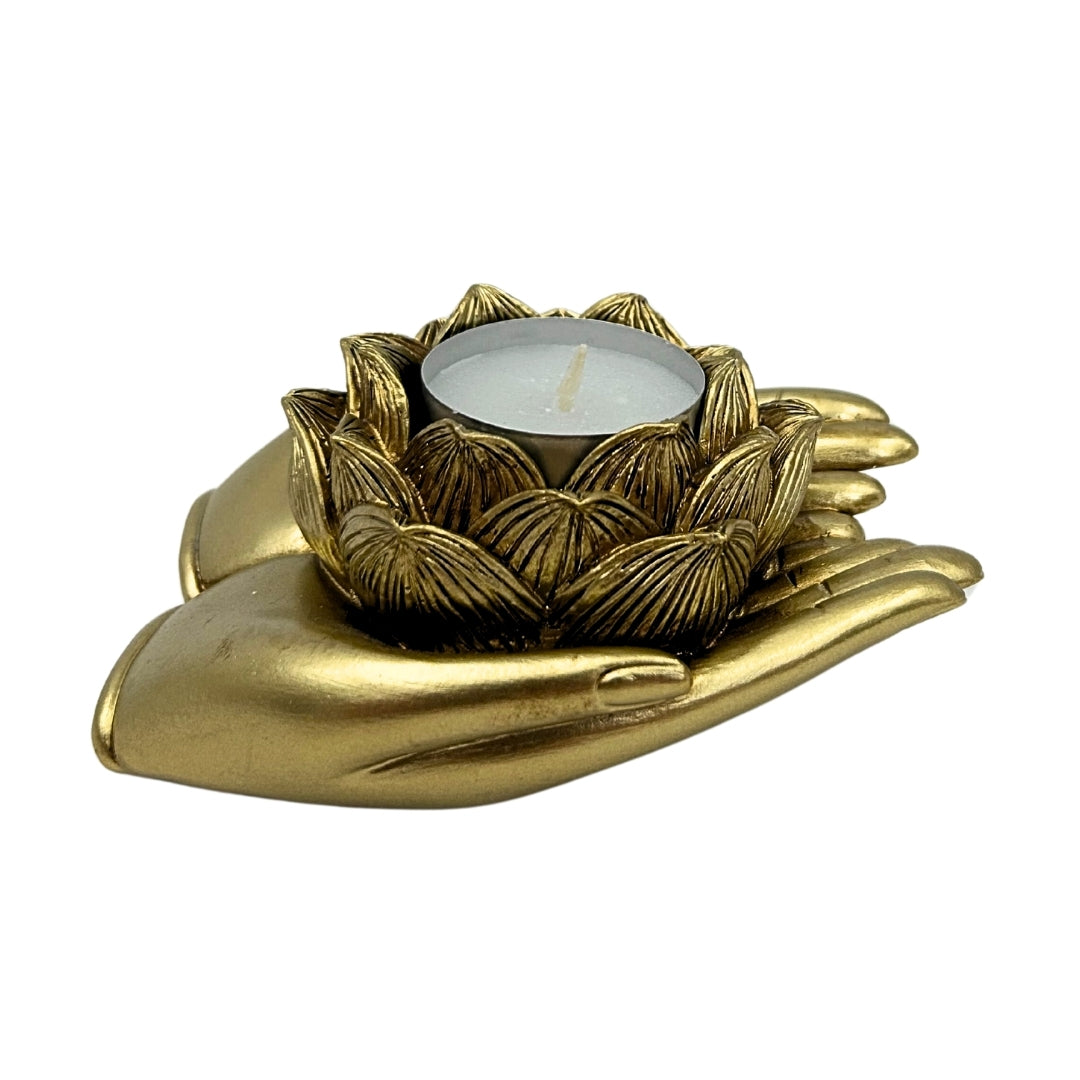 Złoty Świecznik Glamour na Tealight z Możliwością Personalizacji Grawerem – Elegancki Dekoracyjny Element Wnętrza o Wymiarach 11,5 x 9,4 x 4,8 cm z Polyresinu