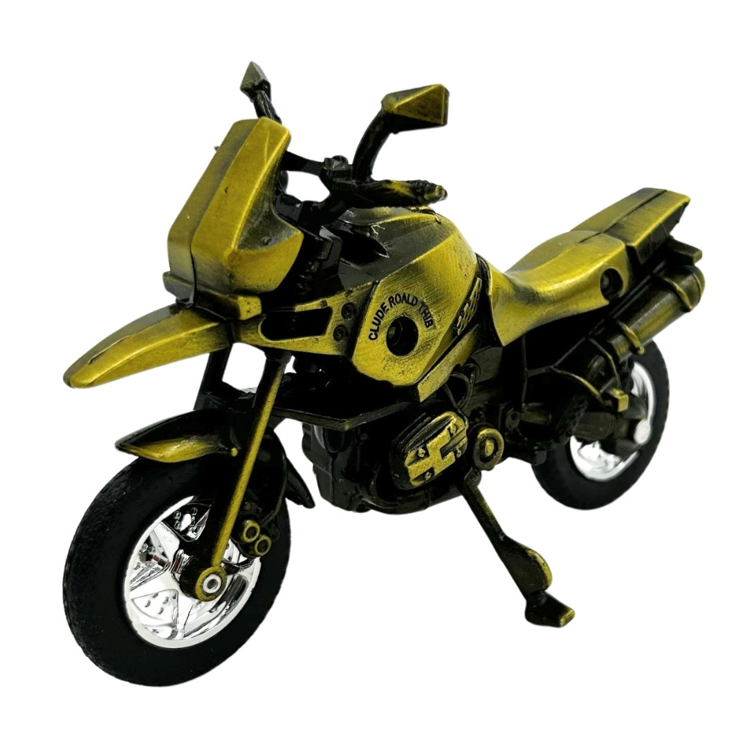 Model kovového motocykla HJ1 v tmavozelenej farbe s možnosťou personalizácie gravírovaním