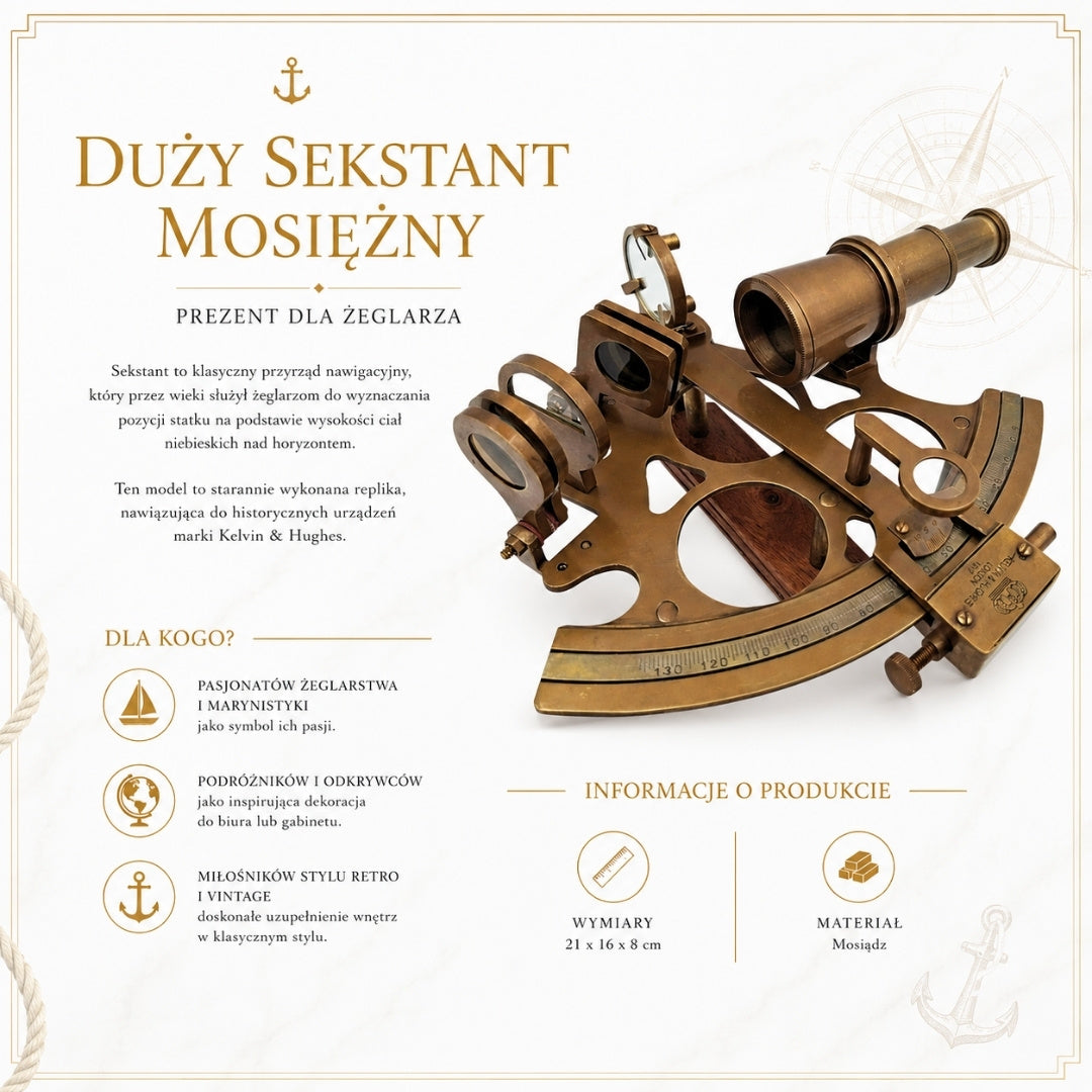 Veľký mosadzný sextant s možnosťou personalizácie gravírovaním