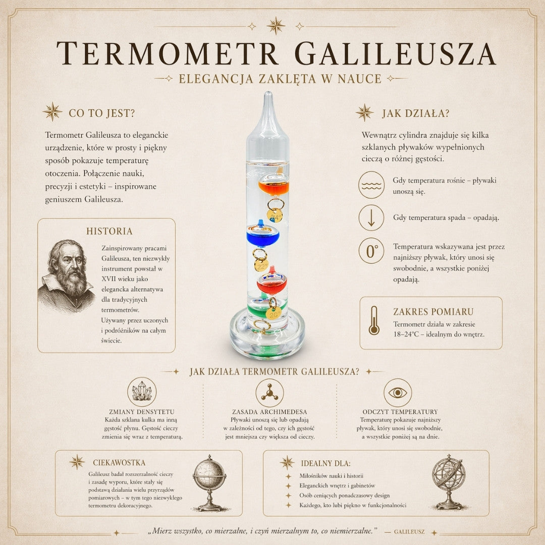 Galileiho teplomer Galileo s personalizovaným gravírovaním – elegantná interiérová dekorácia vo farbe skla