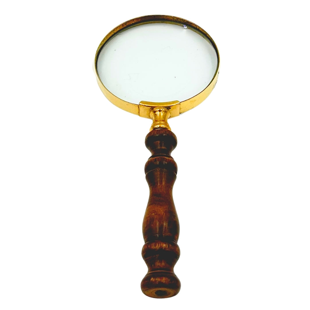 Retro mosadzná lupa s drevenou rúčkou - zväčšovacie sklo 18 cm s možnosťou personalizácie gravírovaním