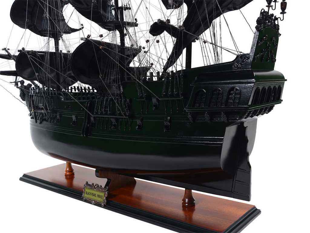 Model pirátskej lode Čierna perla BP80R s možnosťou personalizácie gravírovaním, dĺžka 89 cm, exkluzívny darček na každú príležitosť, umelecké remeslo, drevený podstavec
