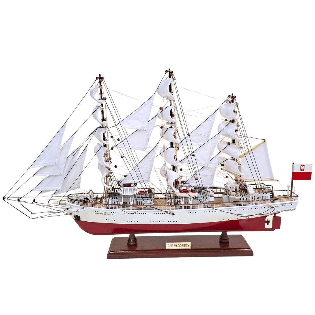 Ekskluzywny Model Żaglowca Statku Dar Młodzieży XXL 71 cm, możliwość personalizacji grawerem