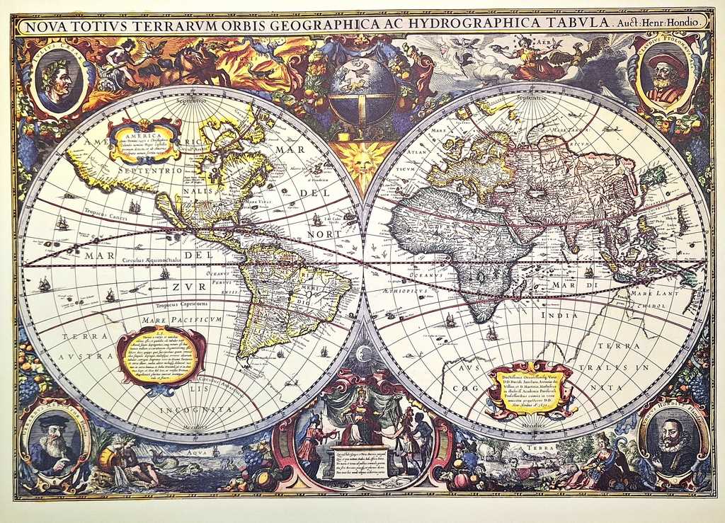 Mapa sveta 1630r. - reprint J. Hondius s možnosťou personalizácie gravírovaním