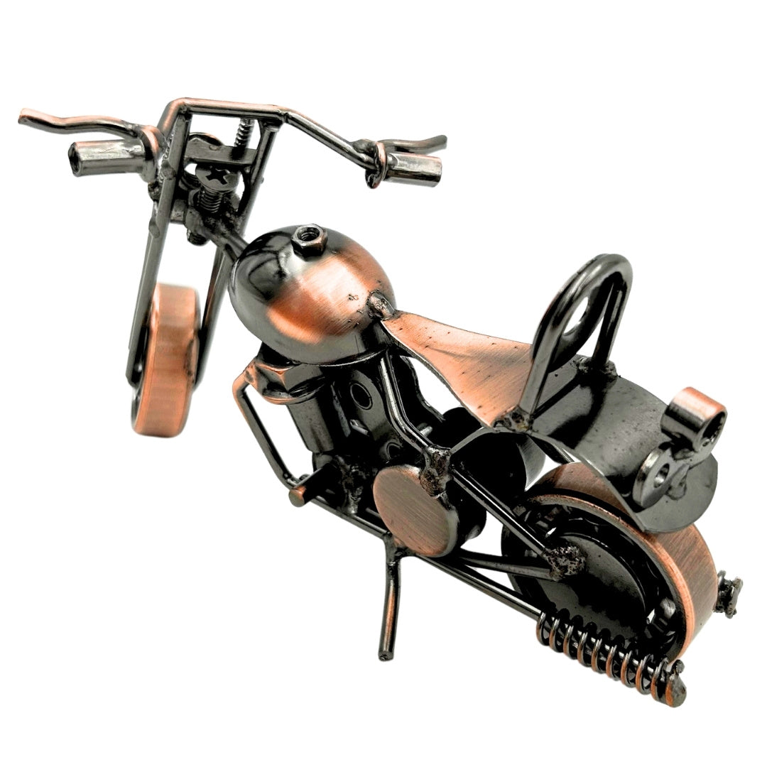Model Motocykla Chopper M33 z Grawerem - Metalowy, Miedziano-Antracytowy, 15x6x9,5 cm