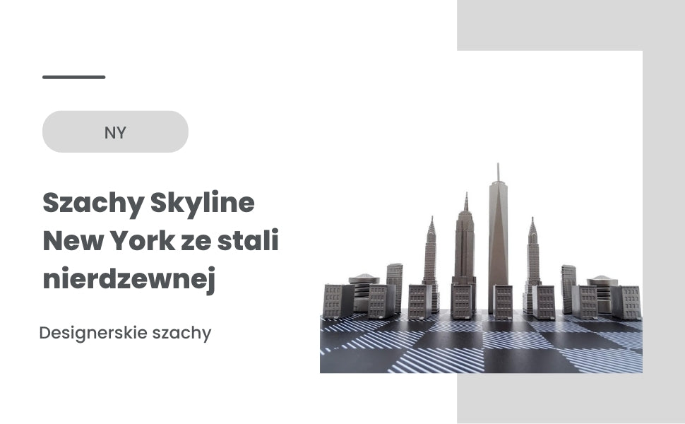 Newyorský šach Skyline s gravírovaním z nehrdzavejúcej ocele