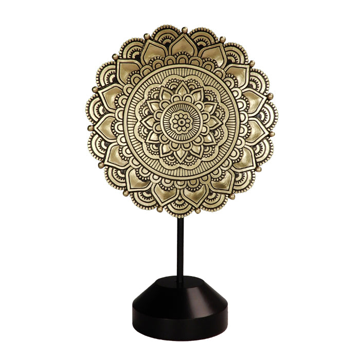 Figúrka Oválna mandala 35cm - zlatá budhistická dekorácia s možnosťou personalizácie gravírovania