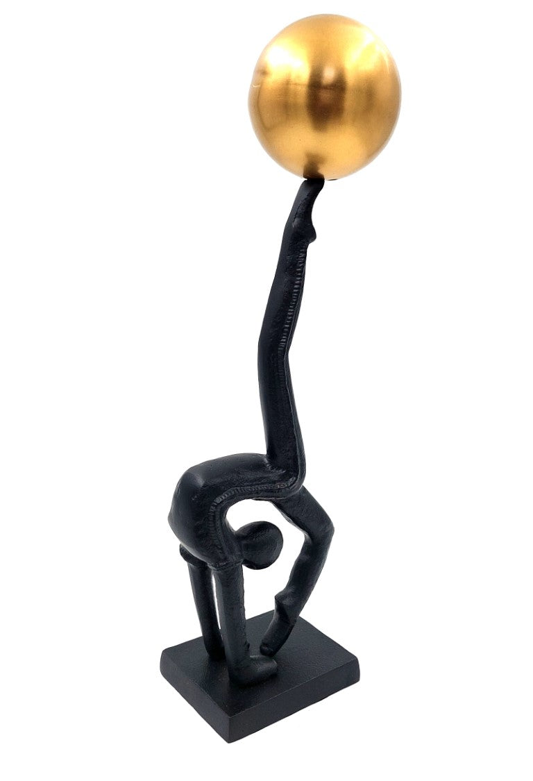 Figurka dekoracyjna jogina w kolorze czarnym i złotym, wysokość 41 cm, możliwość personalizacji grawerem, idealna na prezent