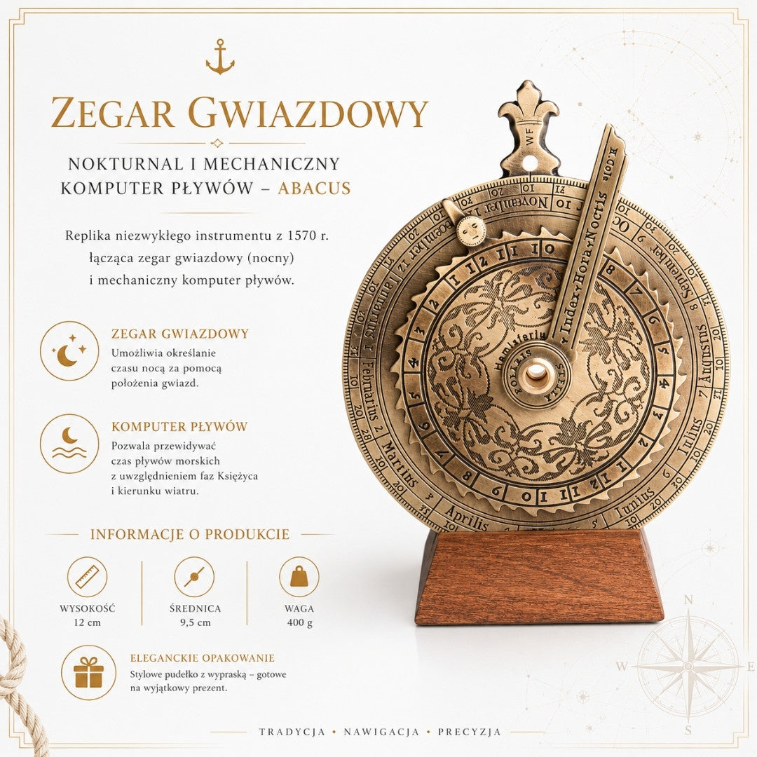 Hviezdne hodiny nokturnál Mechanický počítač prílivov Abacus H31 s personalizovaným gravírovaním