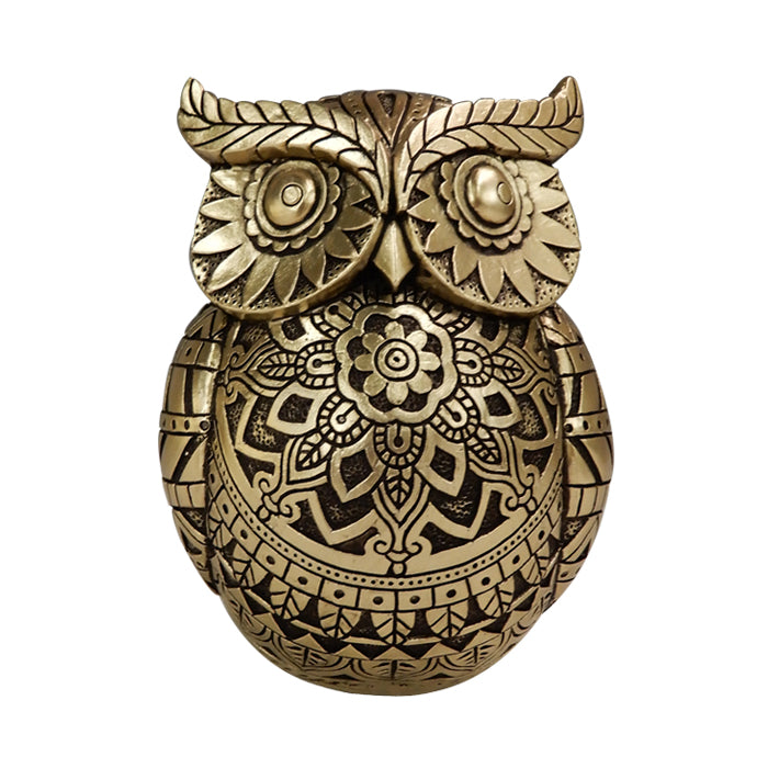 Sova múdrosti s možnosťou personalizácie gravírovaním, dekorácia v zlatej a čiernej farbe, výška 13,6 cm, ideálny darček na každú príležitosť