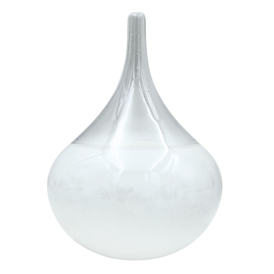 Búrkový barometer Fitzroya – kvapka Storm Glass s možnosťou personalizácie gravírovaním – elegantný darček v tvare kvapky, výška 11 cm, sklenená nádoba s jedinečnými kryštálmi reagujúcimi na zmeny počasia