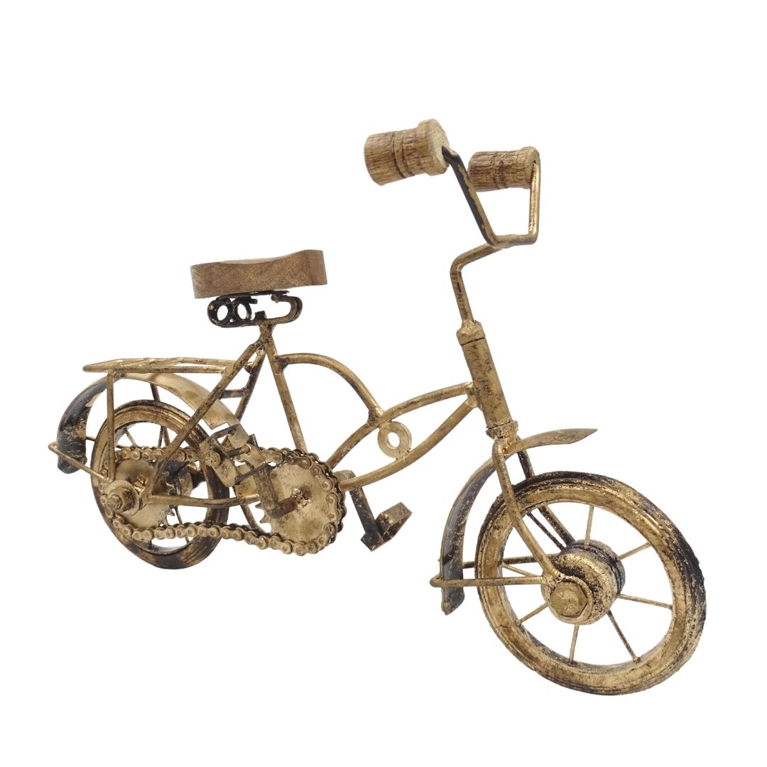 Figúrka starého bicykla s gravírovaním - kovovo-drevená dekorácia s rozmermi 30 x 20 x 10 cm