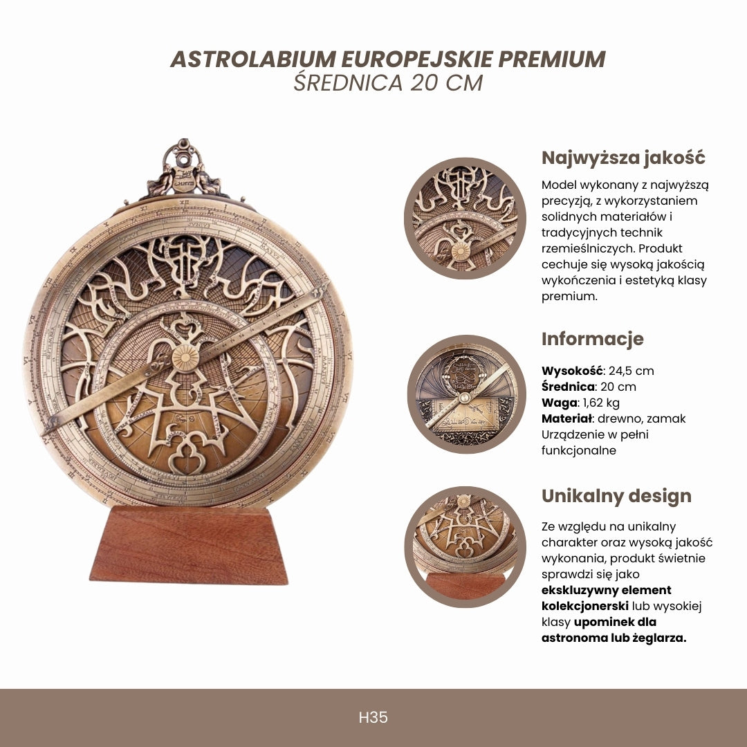 Veľké európske astrolábium H35 s gravírovaním