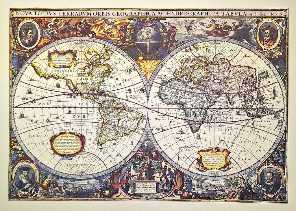 Mapa sveta 1630r. - reprint J. Hondius s možnosťou personalizácie gravírovaním