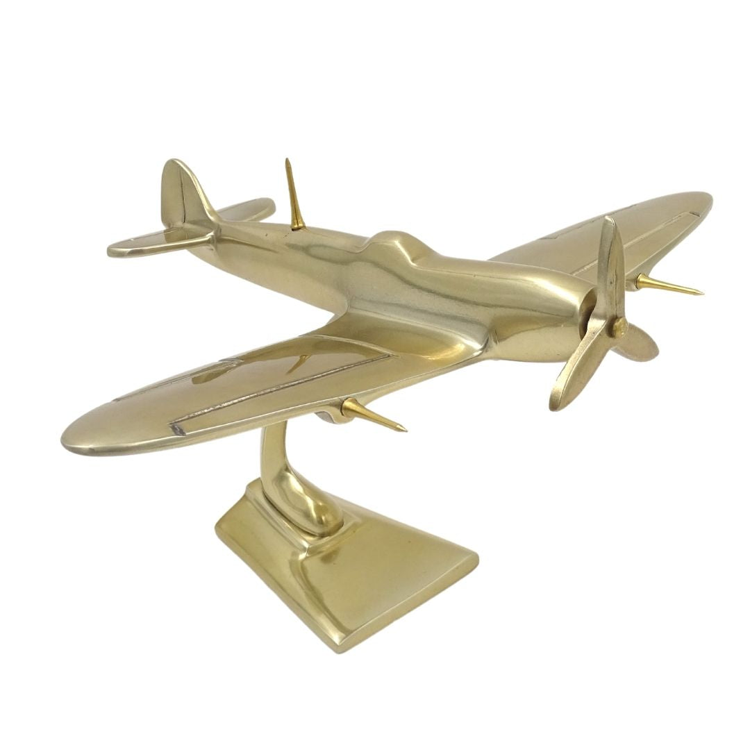 Model stíhačky Spitfire z hliníka v zlatej farbe, s možnosťou personalizácie gravírovaním