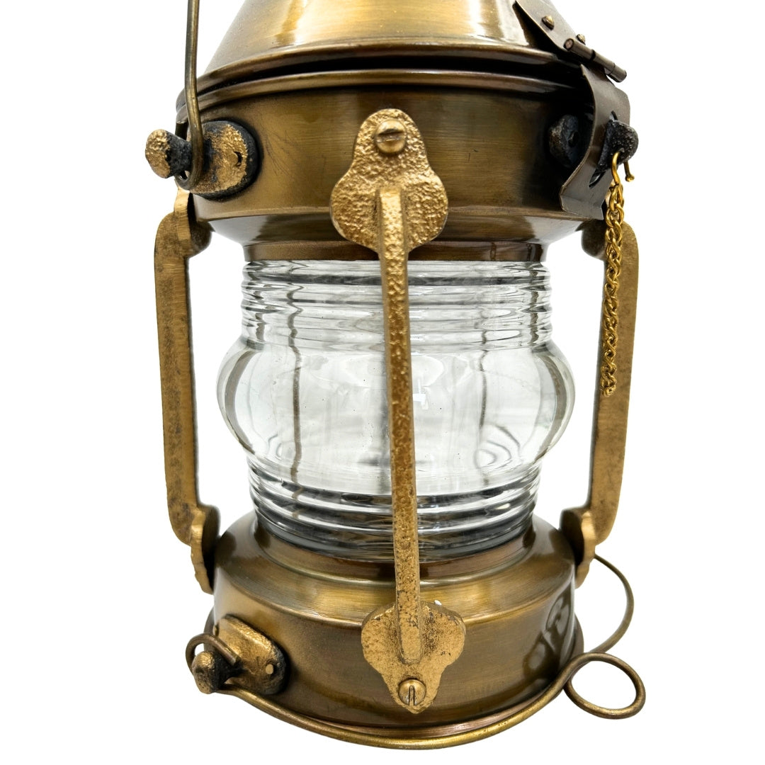 Lampa Żeglarska Metalowa Retro 34cm z Możliwością Personalizacji Grawerem w Kolorze Postarzanego Mosiądzu