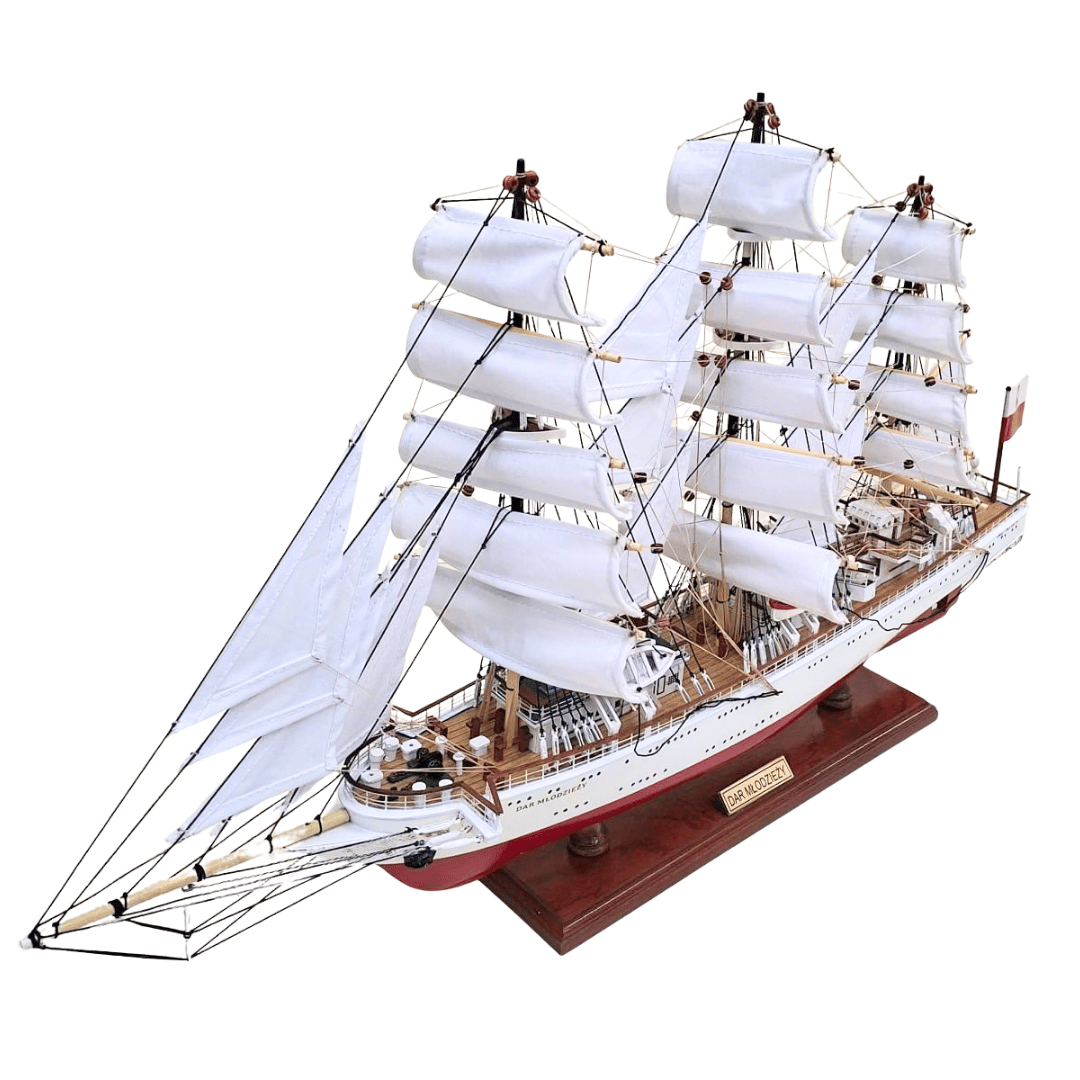 Ekskluzywny Model Żaglowca Statku Dar Młodzieży XXL 71 cm, możliwość personalizacji grawerem