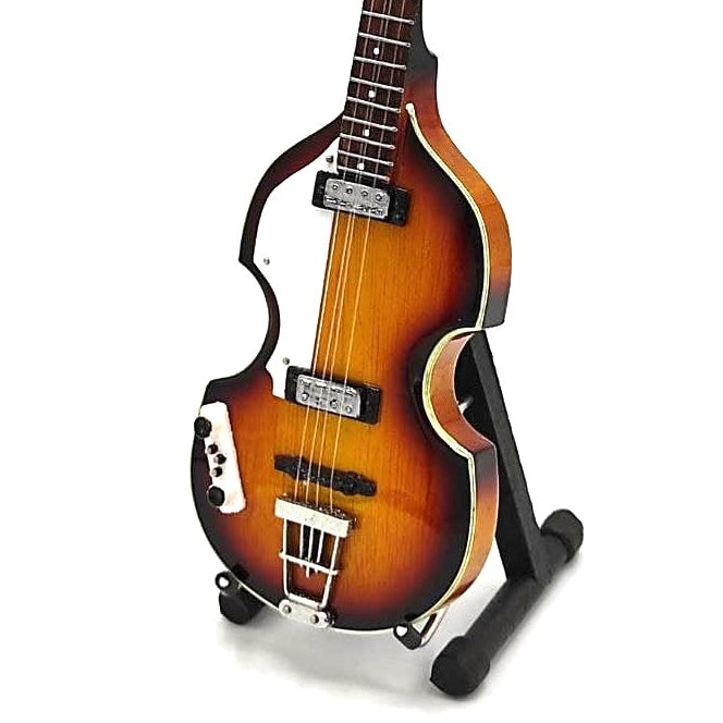 Mini basgitara v štýle Paul McCartney, MGT-2028, mahagónová, možnosť personalizácie gravírovaním, ideálna ako darček, výška 27,5 cm
