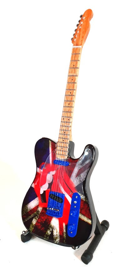 Mini gitara v štýle Rolling Stones Keith Richards MGT-2301 s možnosťou personalizácie gravírovaním, ideálny darček pre fanúšika hudby, ručne vyrobená z mahagónu, výška 27,5 cm