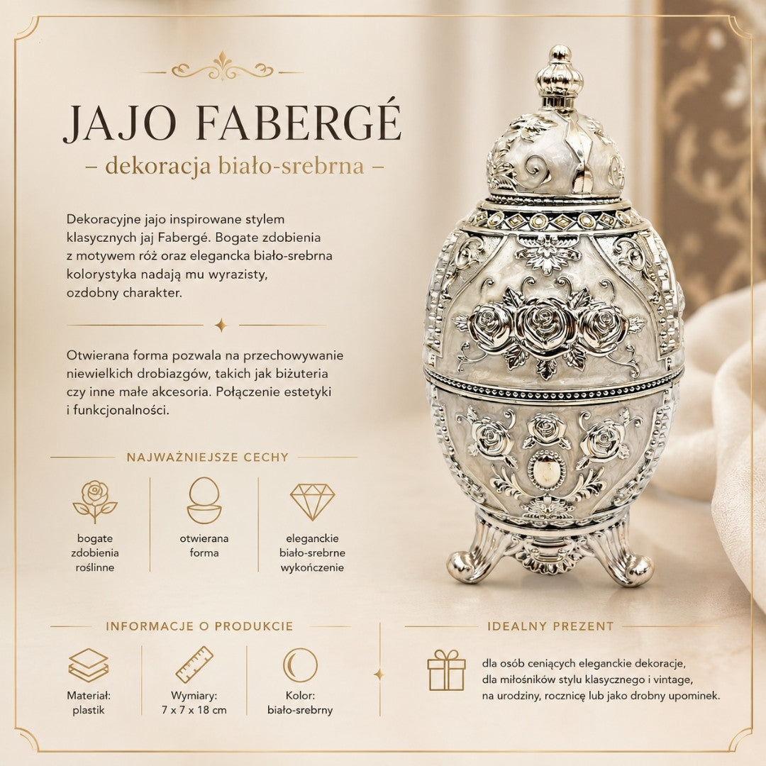 Strieborné otváracie vajce Fabergé s možnosťou gravírovania