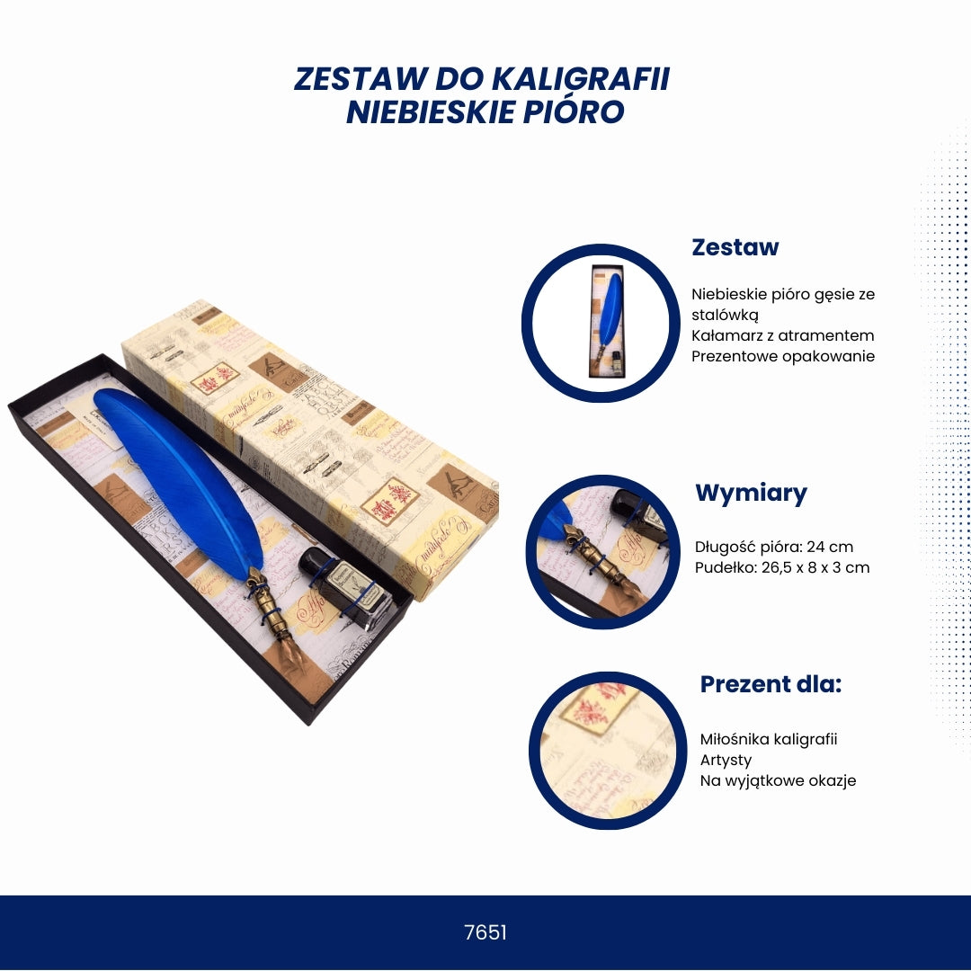 Kaligrafická súprava s modrým perom a možnosťou personalizácie gravírovaním