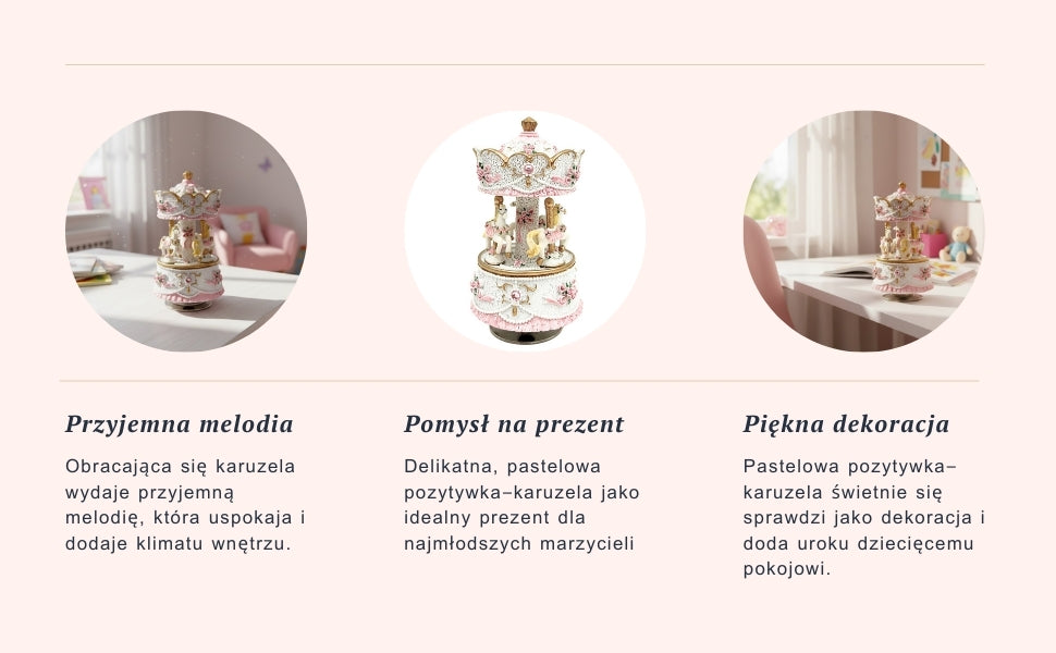 Kolotoč hracia skrinka pastelová MP-333 s gravírovaním