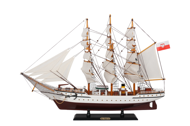 Model plachetnice Dar Pomorza 80cm s možnosťou personalizácie gravírovaním