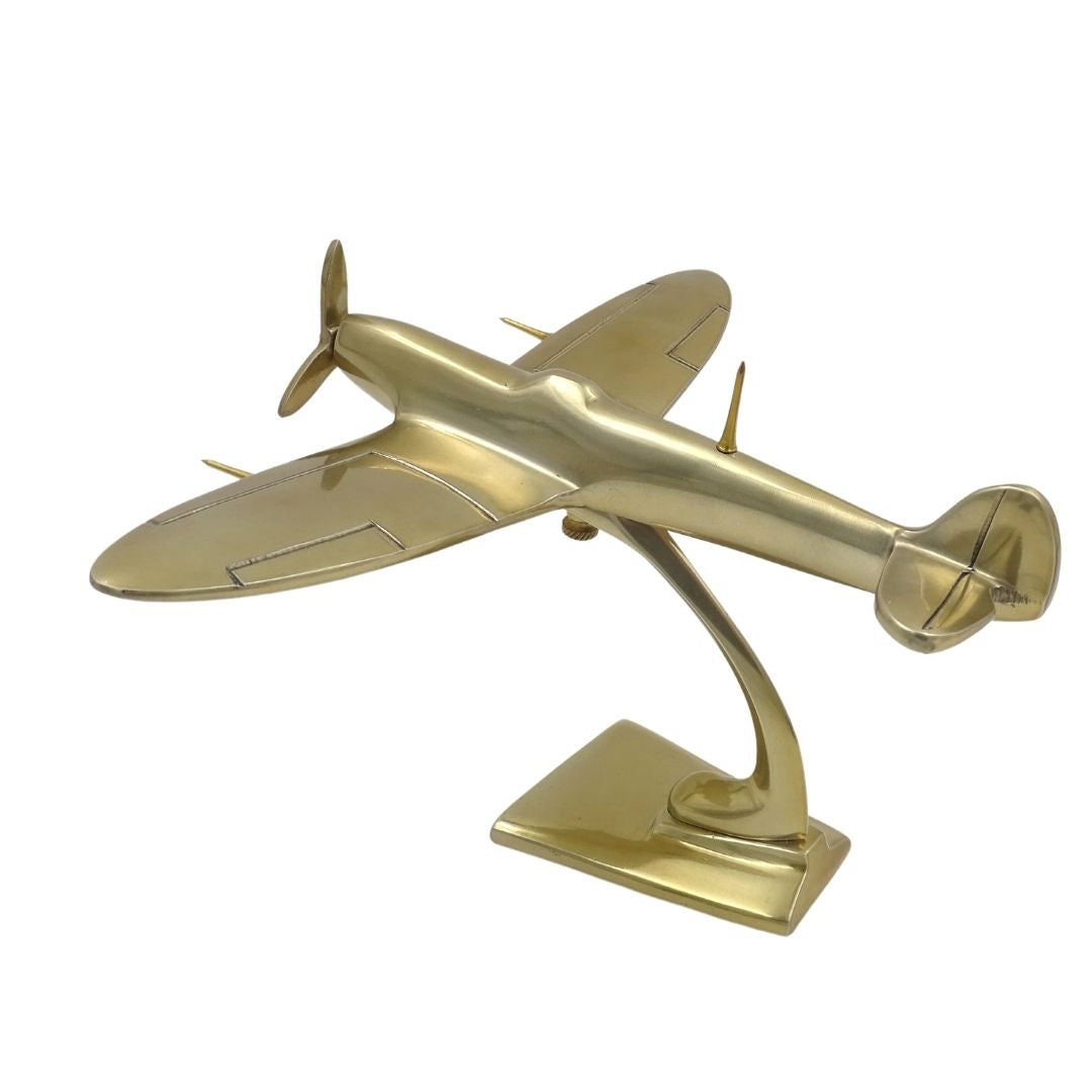 Model stíhačky Spitfire z hliníka v zlatej farbe, s možnosťou personalizácie gravírovaním