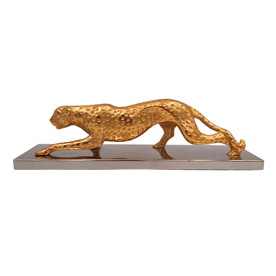 Elegantná dekoratívna figúrka zlatého leoparda 42cm s personalizovaným gravírovaním