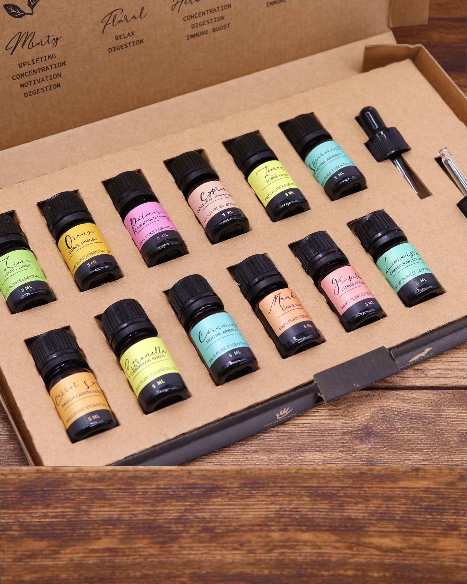 Letná energia prírody – luxusná súprava 12 éterických olejov 5 ml s kvapkadlami