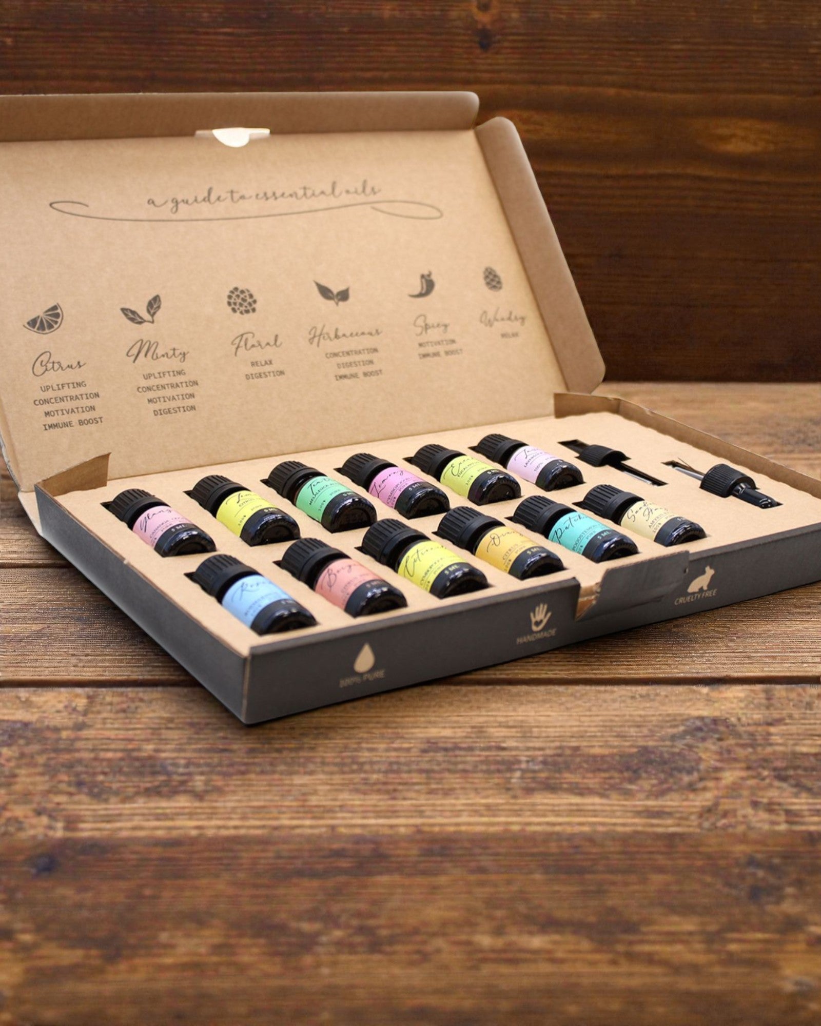 Esencja Świata – Luksusowy Zestaw 12 Najpopularniejszych Olejków Eterycznych 5 ml z Pipetami