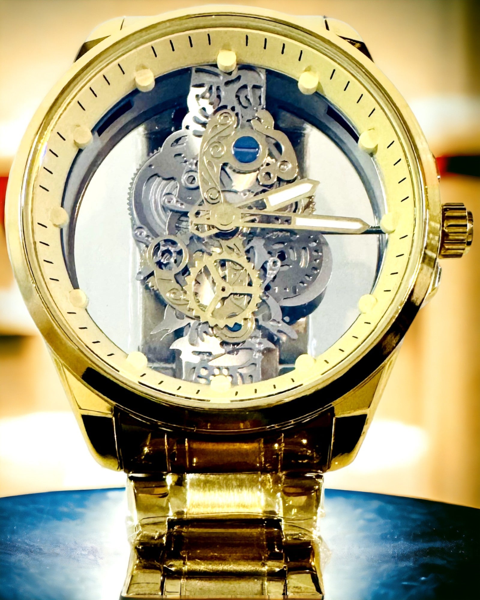 Pánske športové hodinky s obojstranným, priehľadným quartzovým mechanizmom a hliníkovým náramkom – Ideálne ako darček. Personalizácia gravírovaním