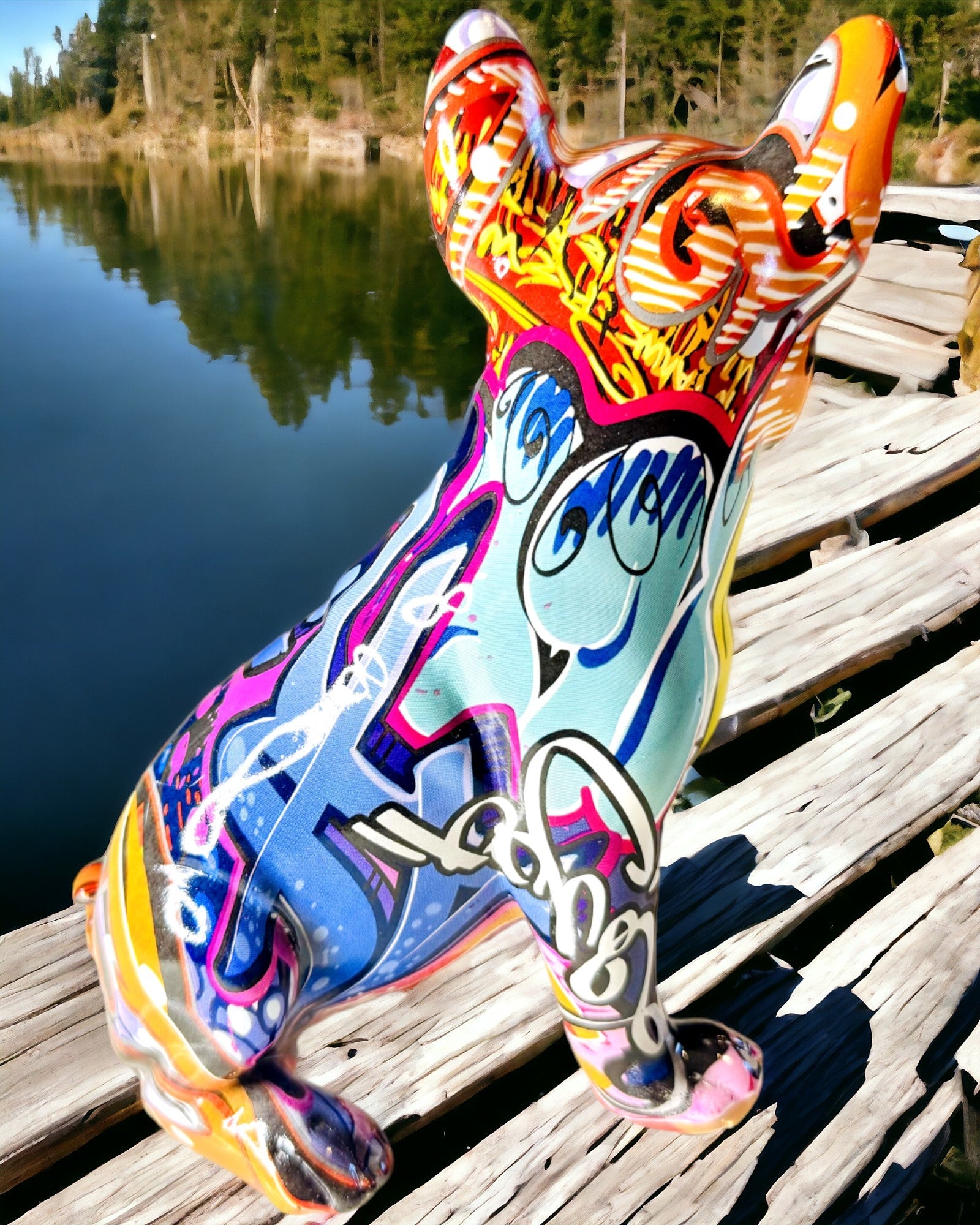 Ručne vyrobená figúrka francúzskeho buldočka v štýle Street Art s možnosťou gravírovania