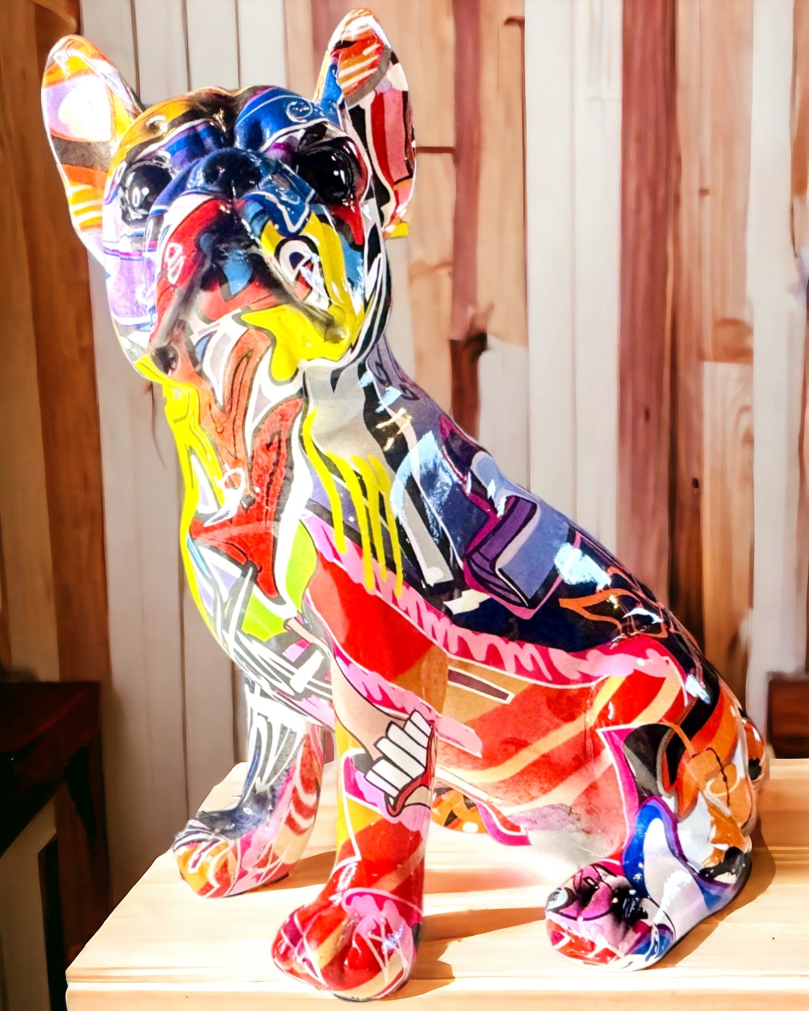 Ručne vyrobená figúrka francúzskeho buldočka v štýle Street Art s možnosťou gravírovania