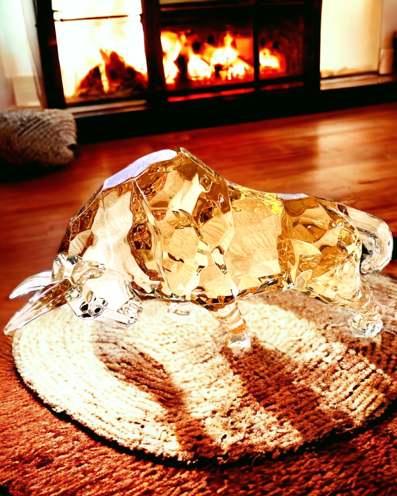 Socha "Złoty Byk" z živice, priehľadný dizajn, možnosť personalizácie