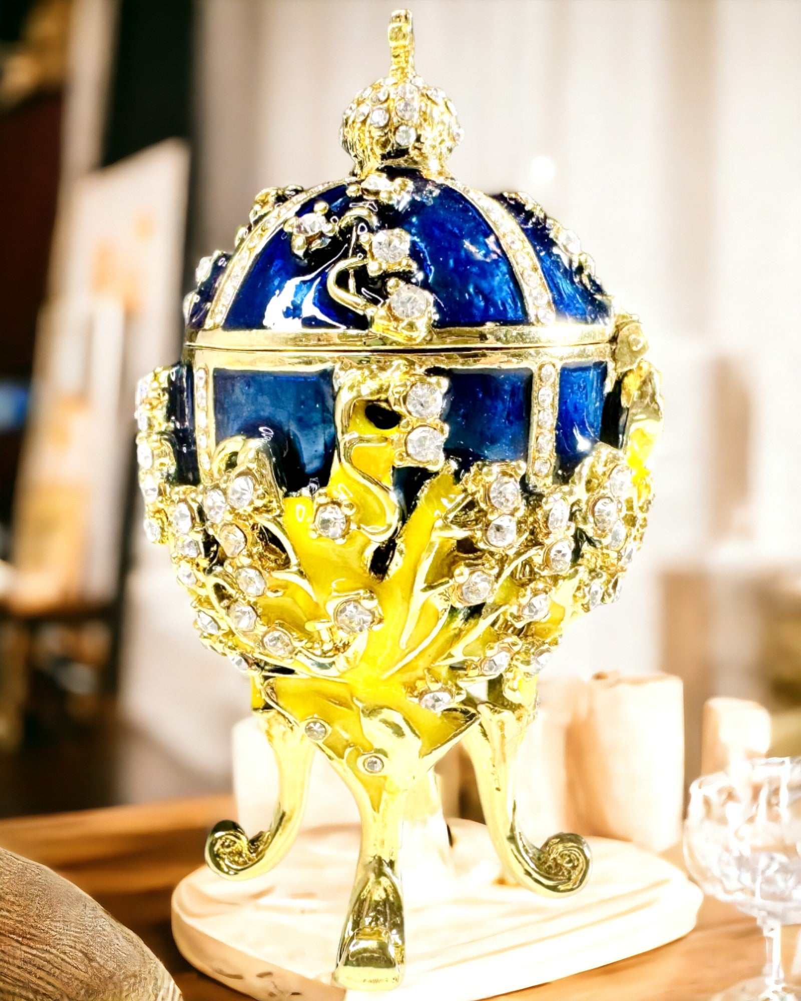Šperkovnica 'Cisárske vajce' Fabergé – Vintage štýl, dekoratívna nádoba na doplnky