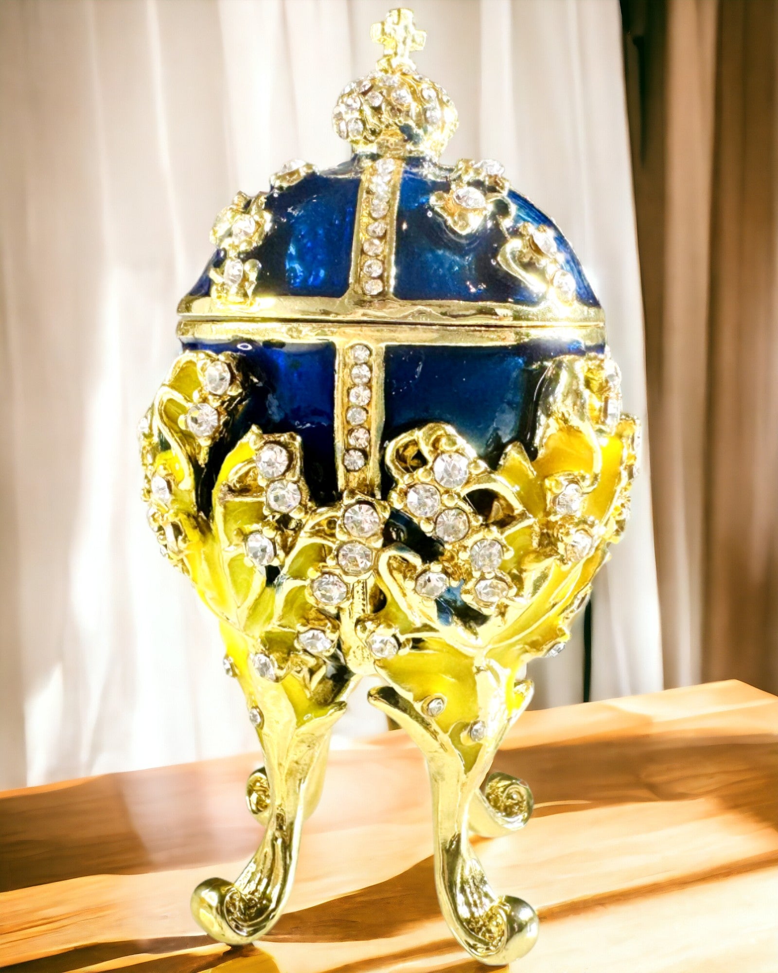 Šperkovnica 'Cisárske vajce' Fabergé – Vintage štýl, dekoratívna nádoba na doplnky