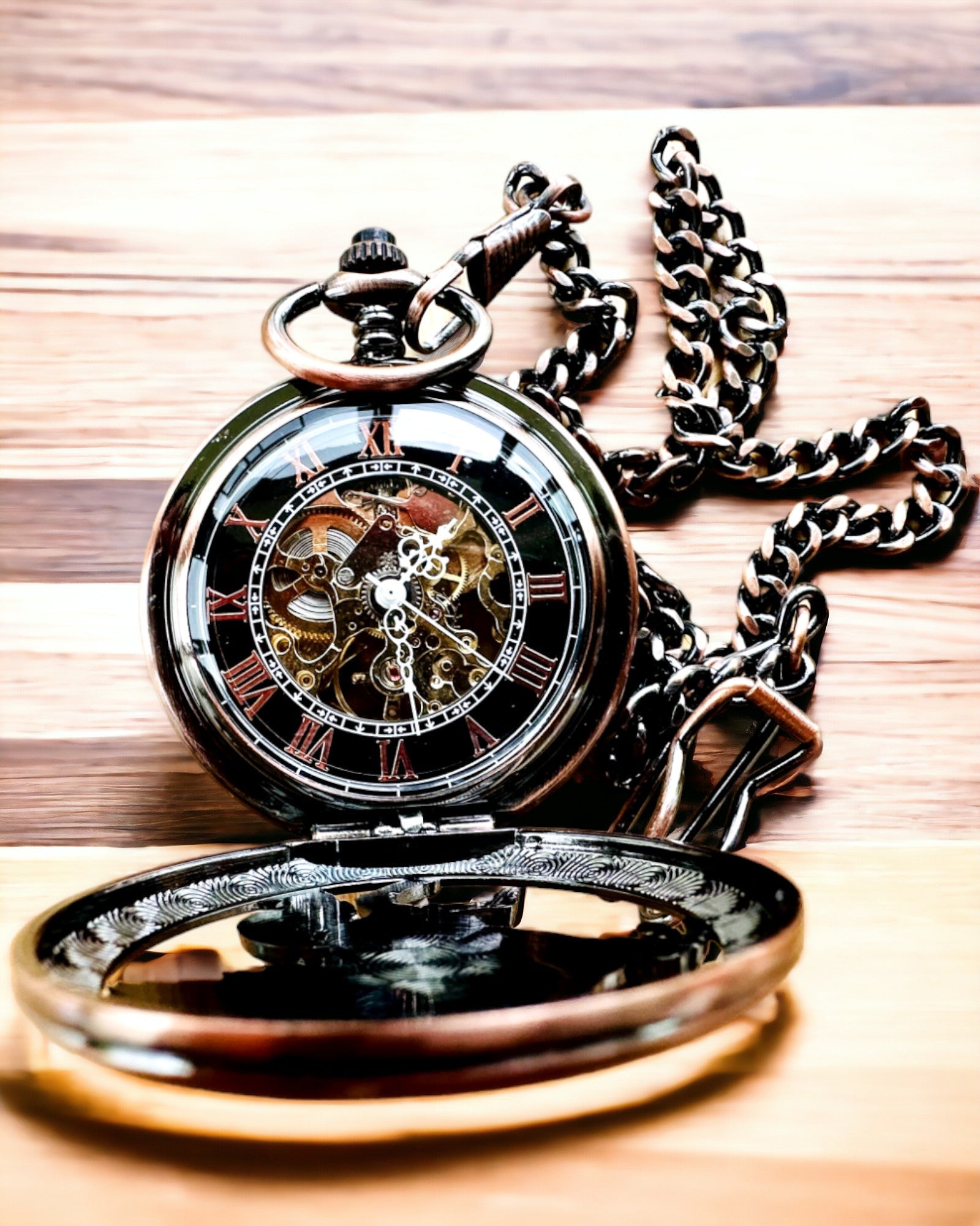 Vreckové hodinky "Equus Tempus" - Farba: Hnedá, Ružové Zlato s motívom koňa, možnosť personalizácie gravírovaním