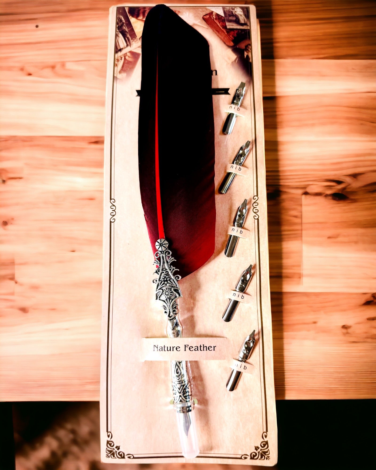 Vintage kaligrafické pero s prírodným husím perom – Ideálny darček na Deň matiek alebo pre učiteľa. Gravírovanie