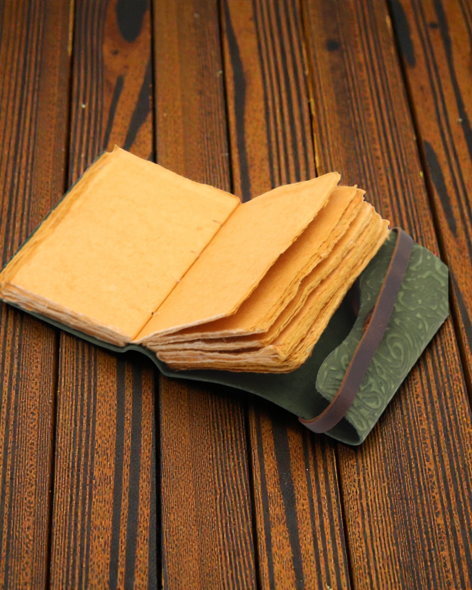 Green Maze Vintage – kožený zápisník so zostarnutými listami 12,7 × 8,9 cm