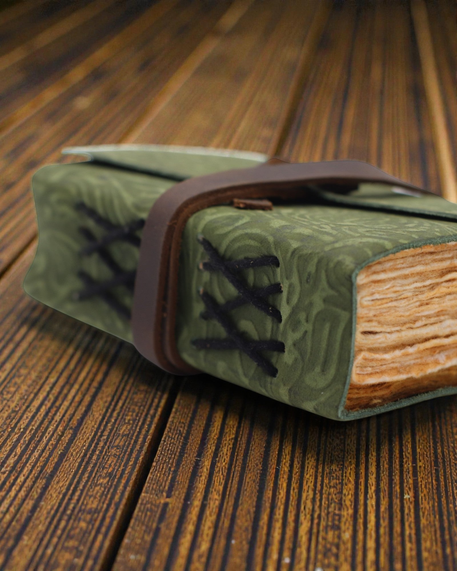 Green Maze Vintage – kožený zápisník so zostarnutými listami 12,7 × 8,9 cm