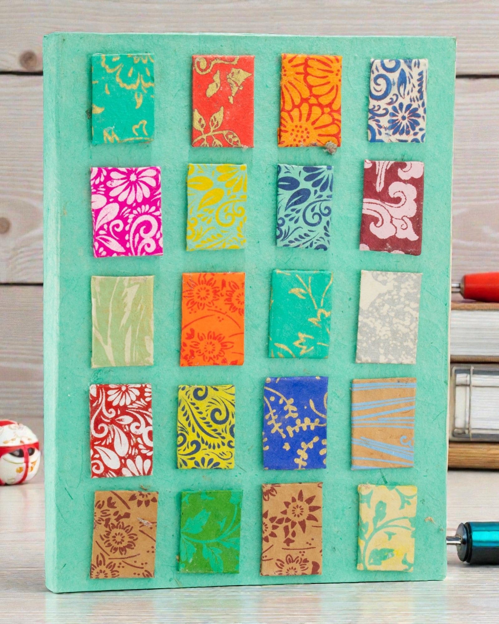 Artystyczny Notatnik Lokta Mosaic – Mini Kafelki Turkus (45 kartek, 21 x 15 cm)